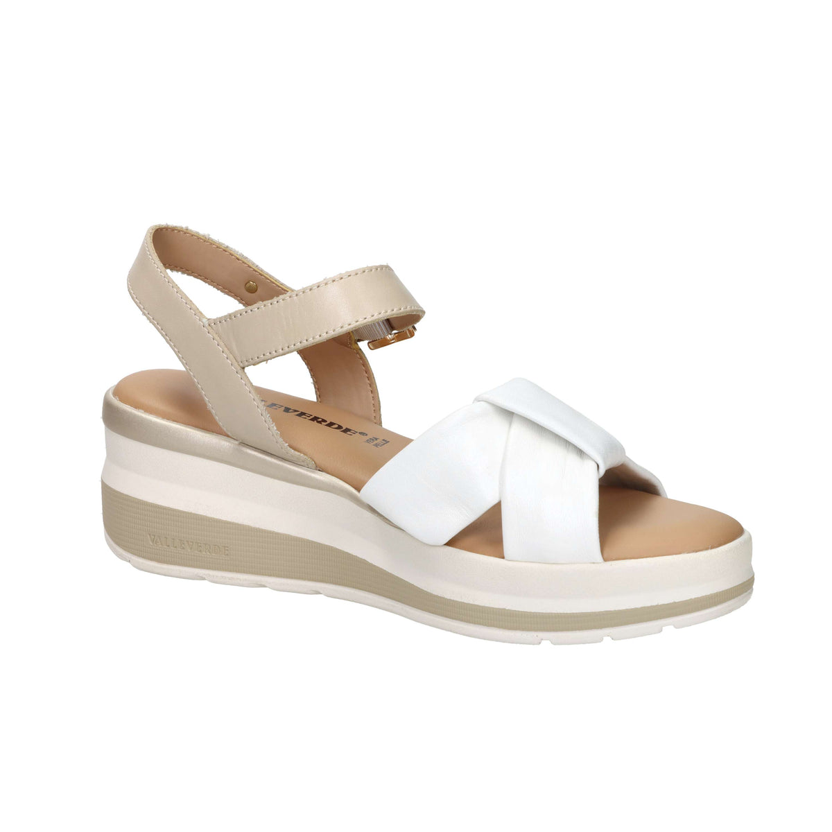 Valleverde Donna Sandalo con zeppa VGI321W Bianco/Beige