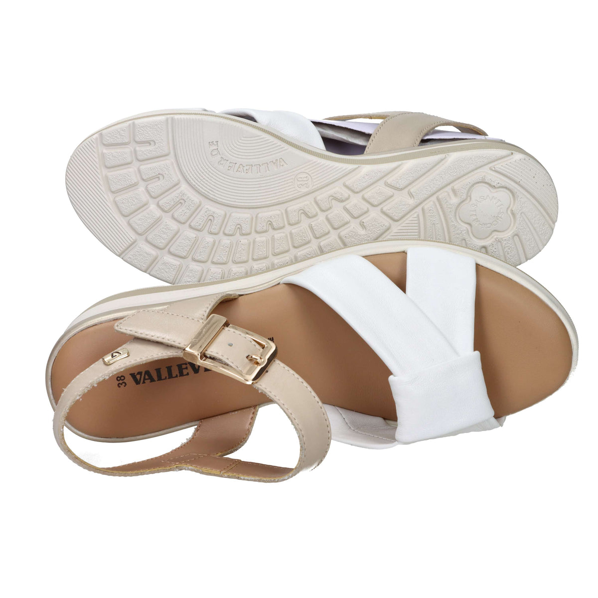 Valleverde Donna Sandalo con zeppa VGI321W Bianco/Beige