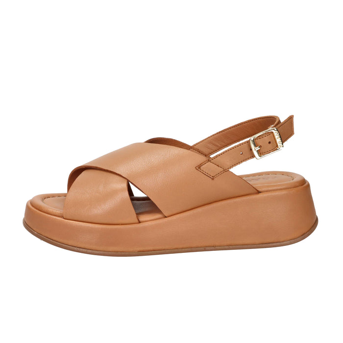 Frau Donna Sandalo con zeppa 04M4 Cuoio
