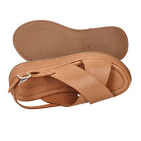 Frau Donna Sandalo con zeppa 04M4 Cuoio