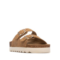 Refresh Damen Flache Pantolette 175009 Kamel