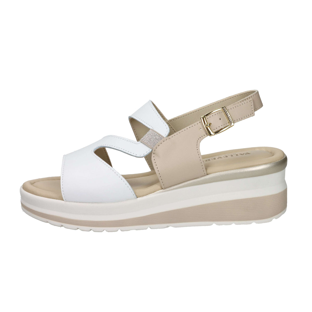 Valleverde Donna Sandalo con zeppa VGI302M Bianco/Beige