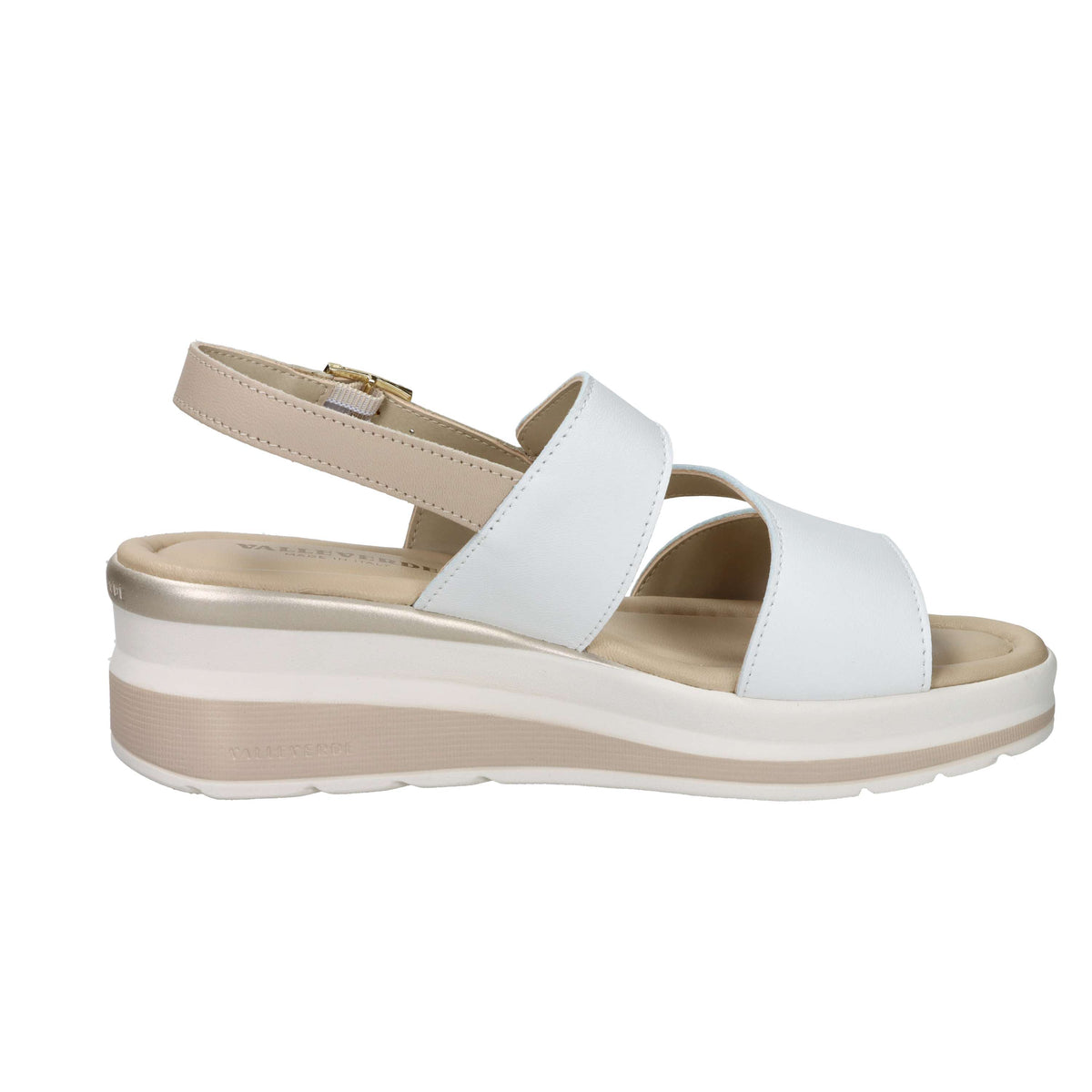 Valleverde Donna Sandalo con zeppa VGI302M Bianco/Beige