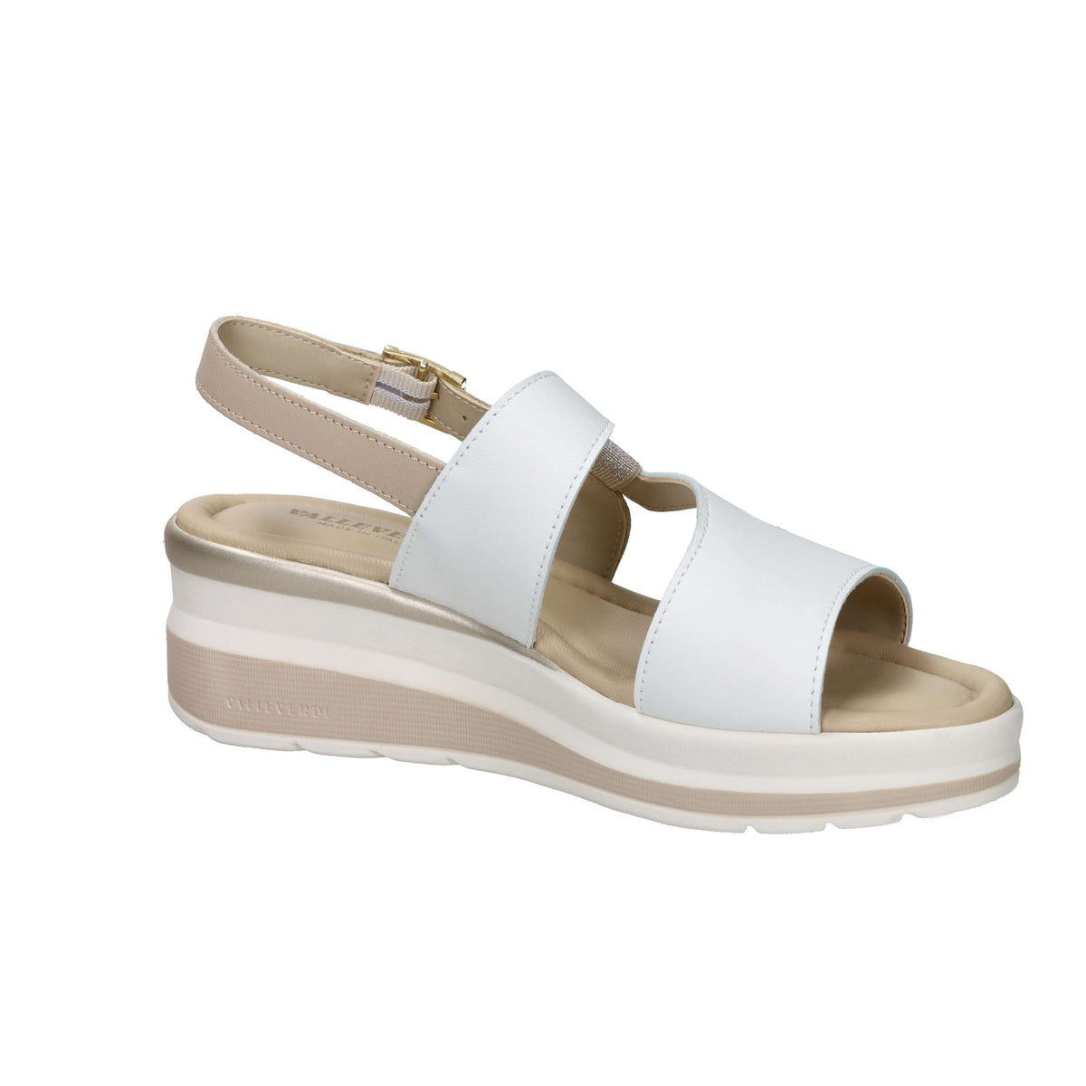 Valleverde Donna Sandalo con zeppa VGI302M Bianco/Beige