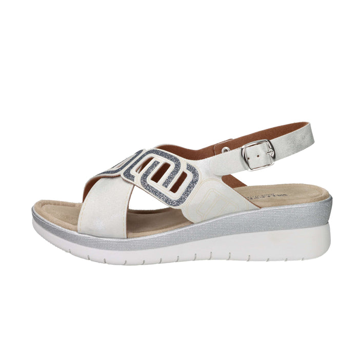 Valleverde Femme Sandale compensée 52106 Blanc/Argent