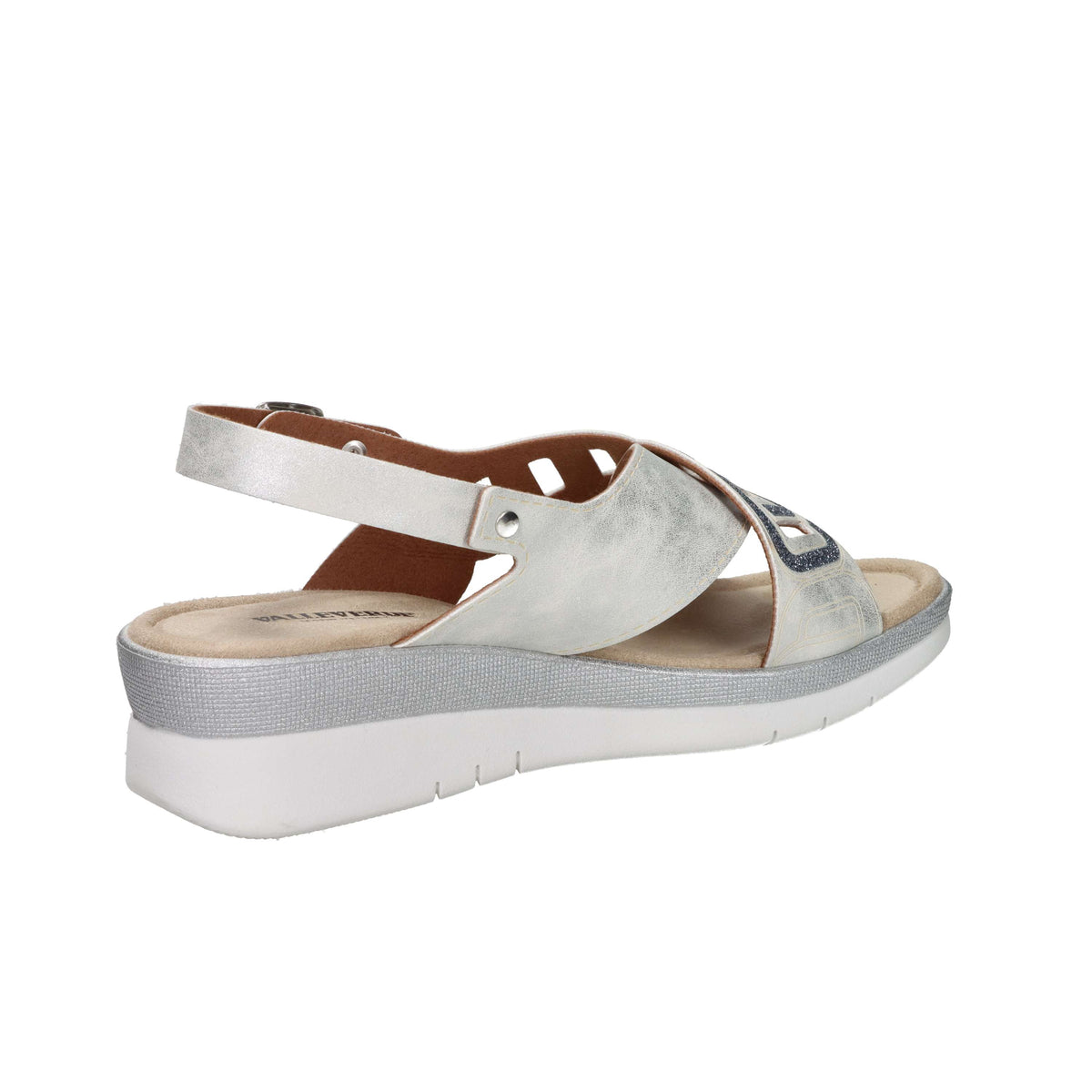 Valleverde Mujer Sandalia con cuña 52106 Blanco/Plata