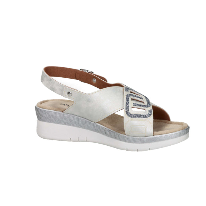 Valleverde Femme Sandale compensée 52106 Blanc/Argent