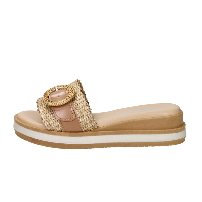 Valleverde Femme Mules compensées 39150 Beige/Cuir