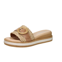 Valleverde Donna Ciabatta con zeppa 39150 Beige/Cuoio