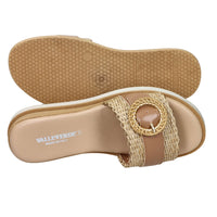 Valleverde Donna Ciabatta con zeppa 39150 Beige/Cuoio
