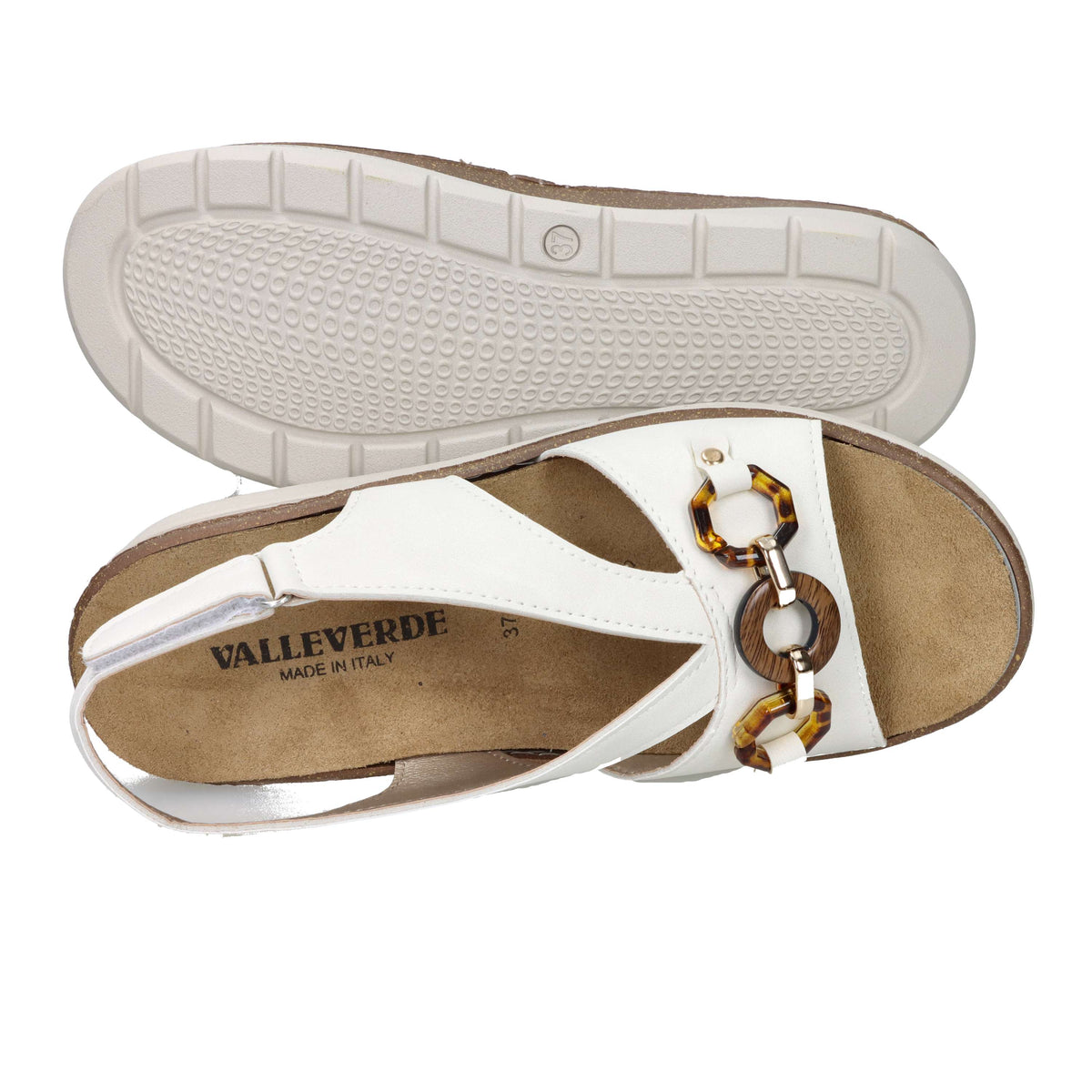 Valleverde Damen Sandale mit Keilabsatz 55622 Weiß