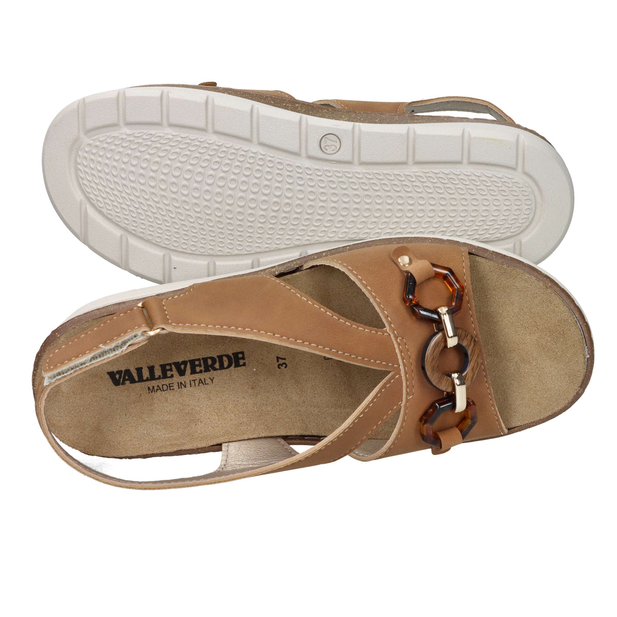 Valleverde Mujer Sandalia con cuña 55622 Cuero