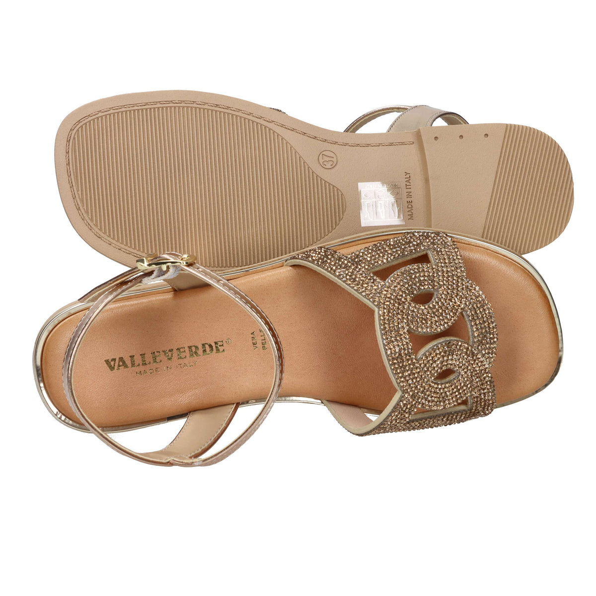 Valleverde Damen Flache Sandalen 32031 Bronze