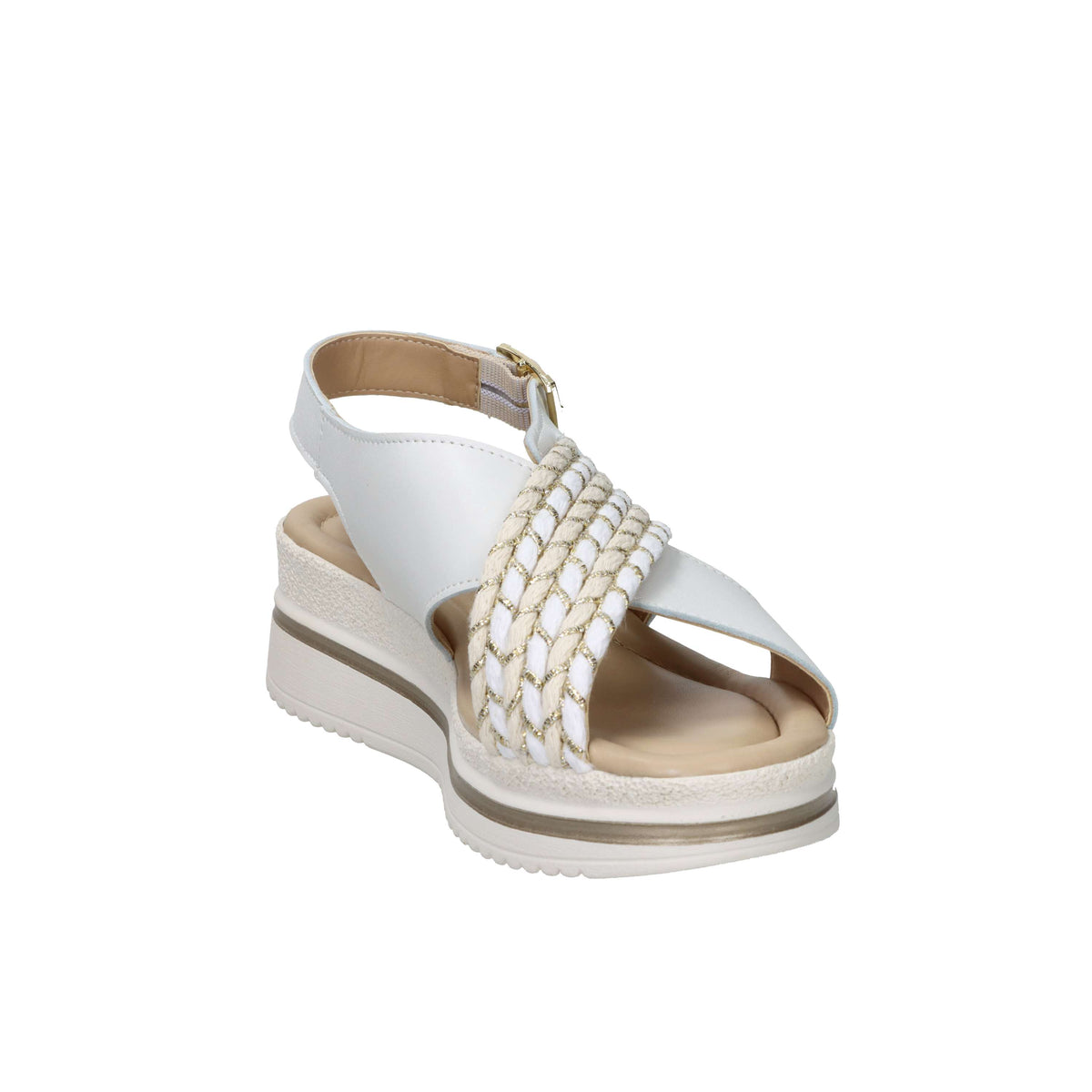Valleverde Donna Sandalo con zeppa V32105 Bianco