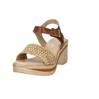 Valleverde Donna Sandalo con tacco 39200 Beige/Cuoio