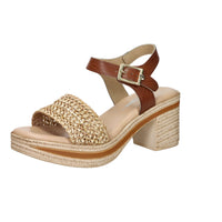 Valleverde Donna Sandalo con tacco 39200 Beige/Cuoio