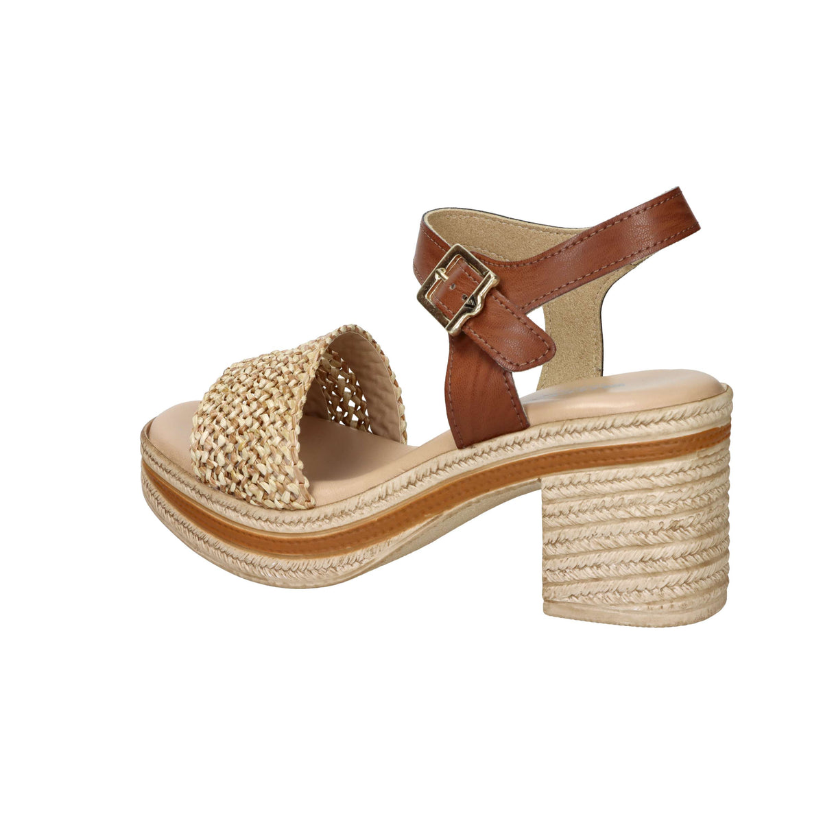Valleverde Donna Sandalo con tacco 39200 Beige/Cuoio