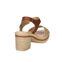 Valleverde Donna Sandalo con tacco 39200 Beige/Cuoio