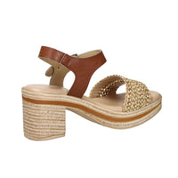 Valleverde Donna Sandalo con tacco 39200 Beige/Cuoio