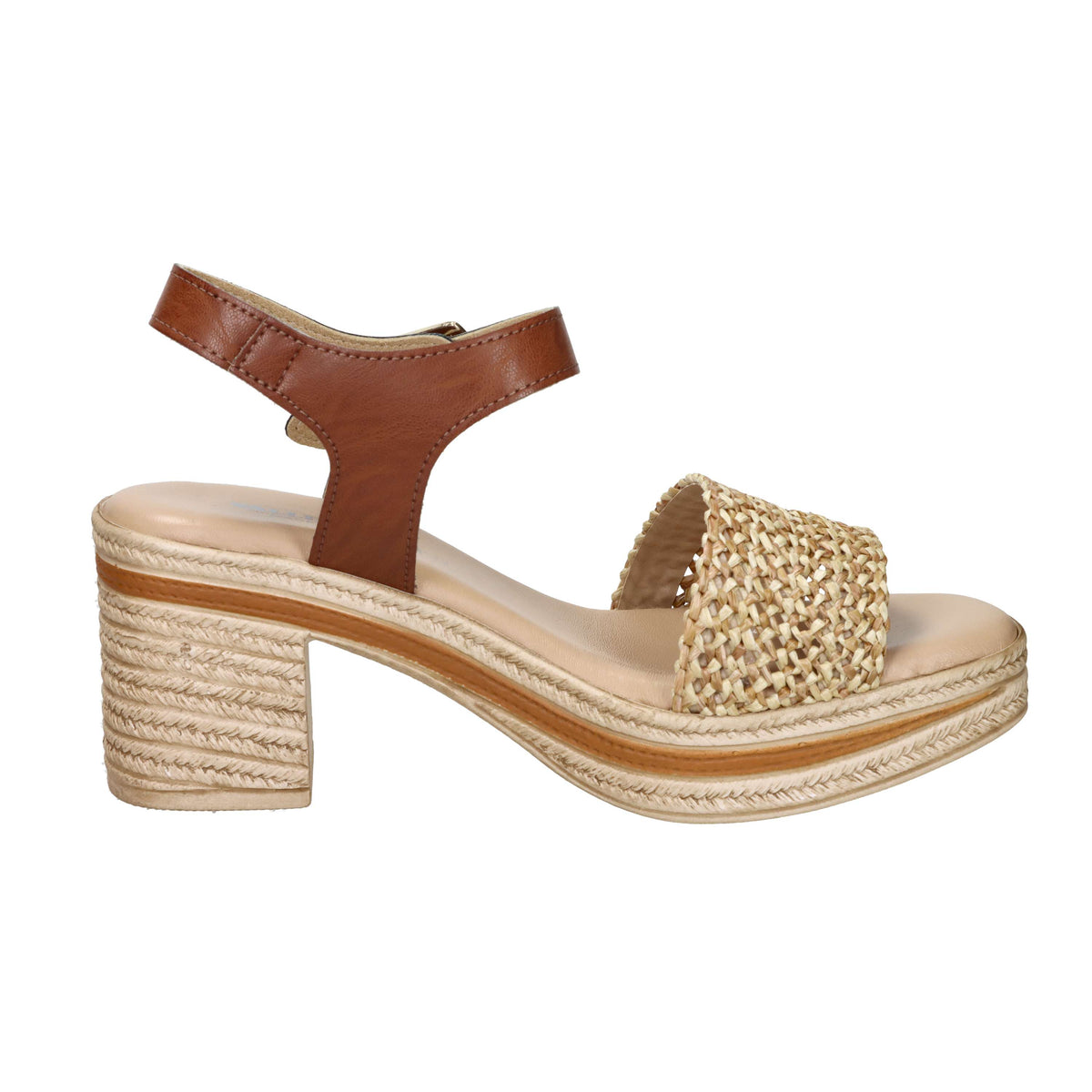 Valleverde Donna Sandalo con tacco 39200 Beige/Cuoio