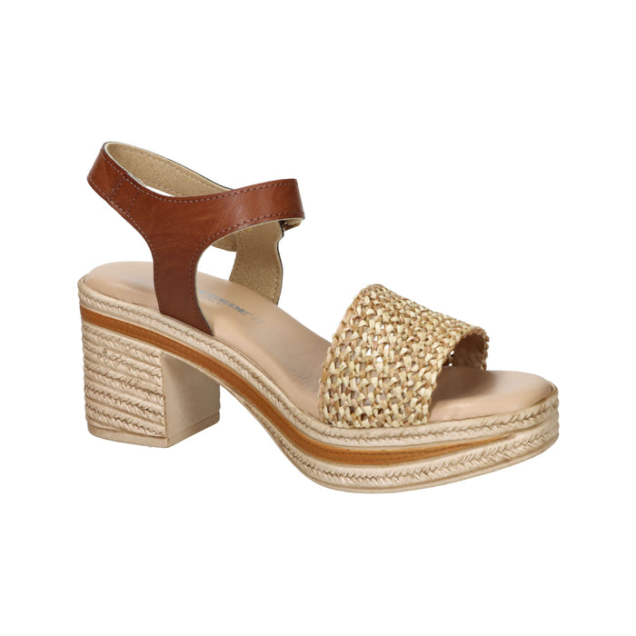 Valleverde Donna Sandalo con tacco 39200 Beige/Cuoio