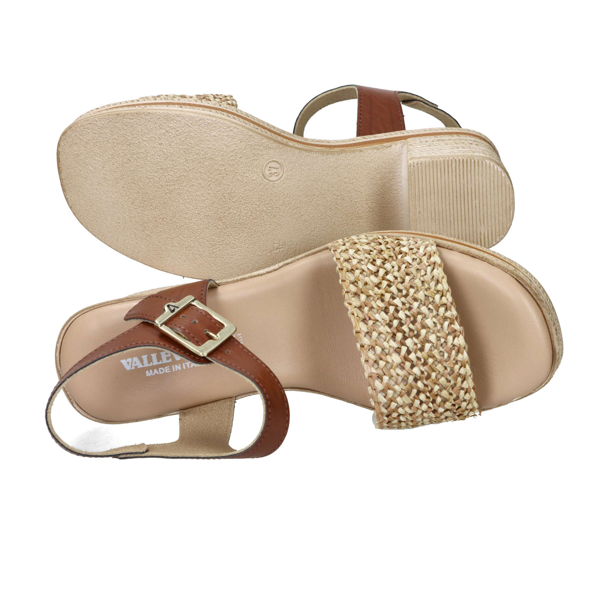 Valleverde Donna Sandalo con tacco 39200 Beige/Cuoio