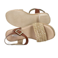 Valleverde Donna Sandalo con tacco 39200 Beige/Cuoio