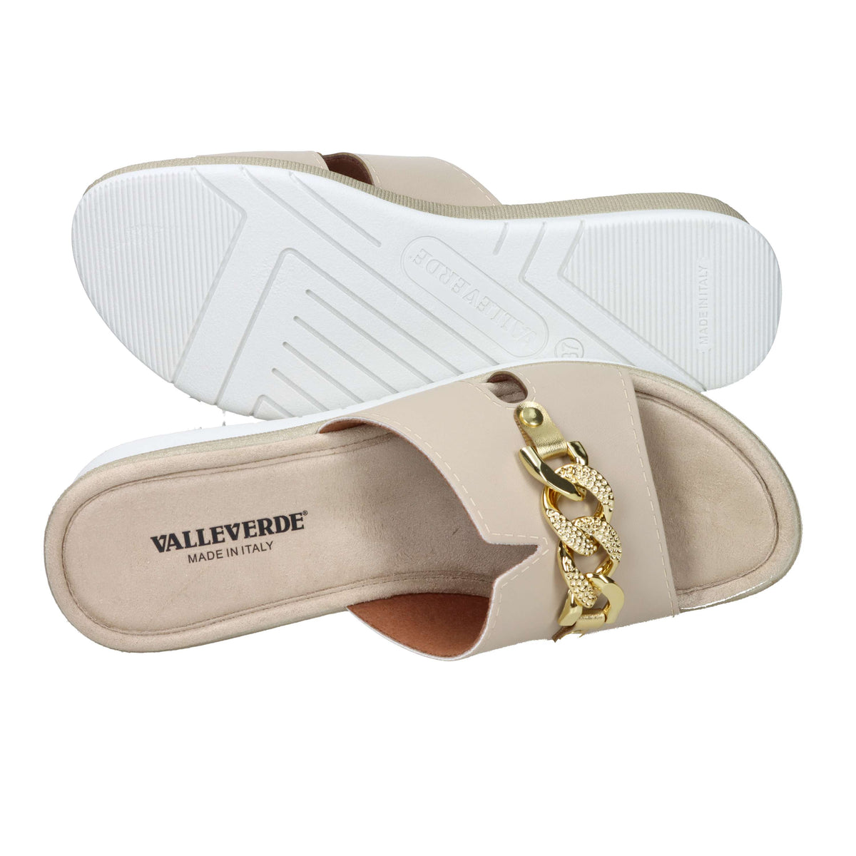 Valleverde Damen Keilpantoletten 52102 Beige