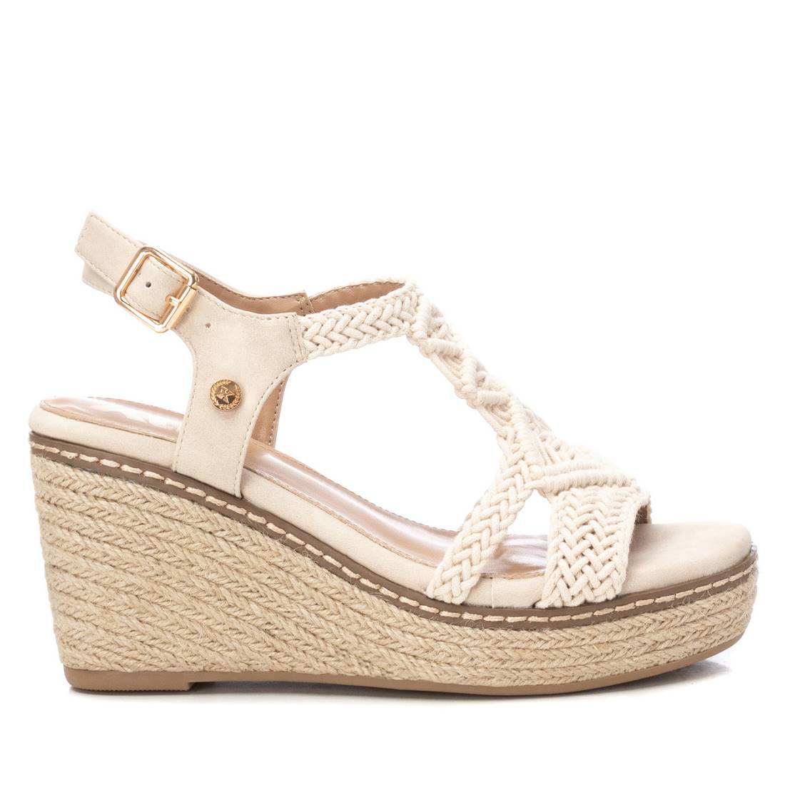 Xti Mujer Sandalia con cuña 142834 Beige