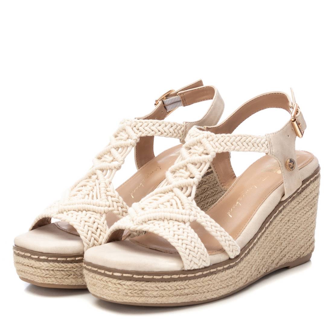 Xti Mujer Sandalia con cuña 142834 Beige
