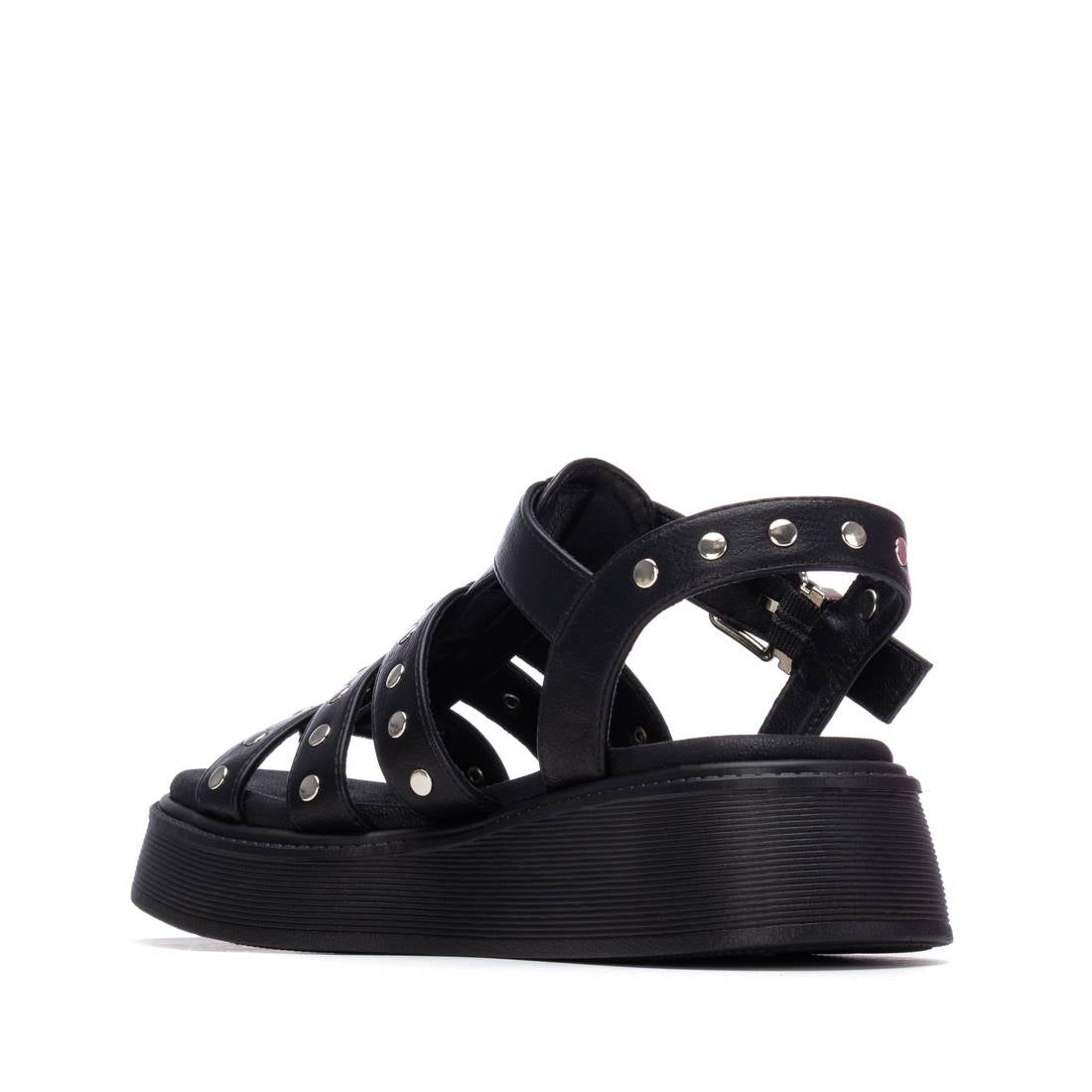 Xti Damen Sandale mit Keilabsatz 145238 Schwarz