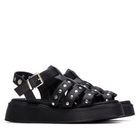 Xti Damen Sandale mit Keilabsatz 145238 Schwarz