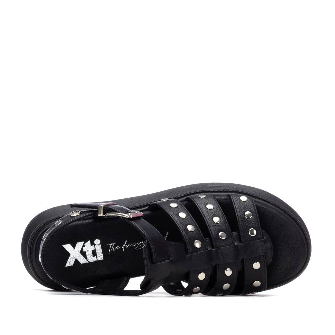 Xti Damen Sandale mit Keilabsatz 145238 Schwarz