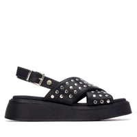 Xti Damen Sandale mit Keilabsatz 145239 Schwarz