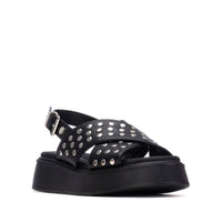 Xti Damen Sandale mit Keilabsatz 145239 Schwarz