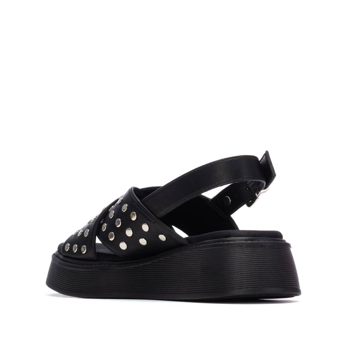 Xti Damen Sandale mit Keilabsatz 145239 Schwarz