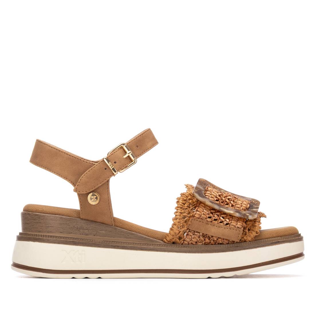 Xti Donna Sandalo con zeppa 145240 Cuoio