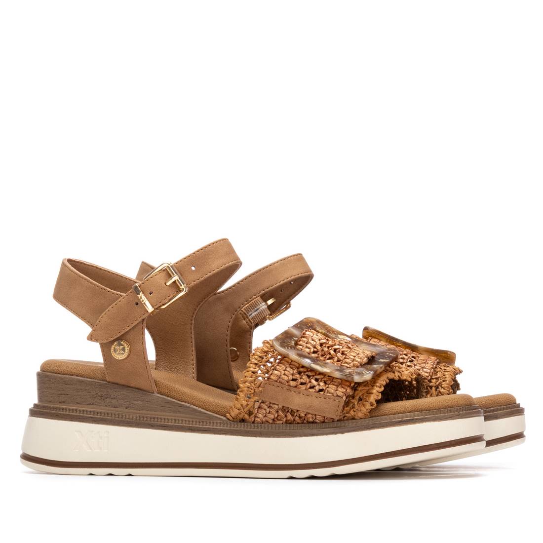 Xti Donna Sandalo con zeppa 145240 Cuoio