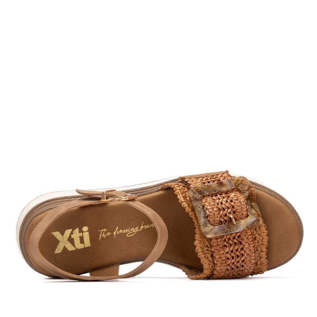 Xti Donna Sandalo con zeppa 145240 Cuoio