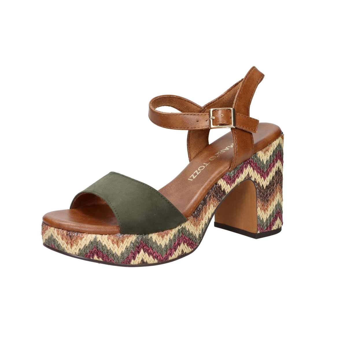 Marco Tozzi Mujer Sandalia con tacón 2-28008-42 Verde oscuro