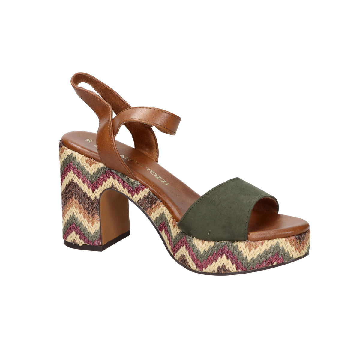Marco Tozzi Mujer Sandalia con tacón 2-28008-42 Verde oscuro