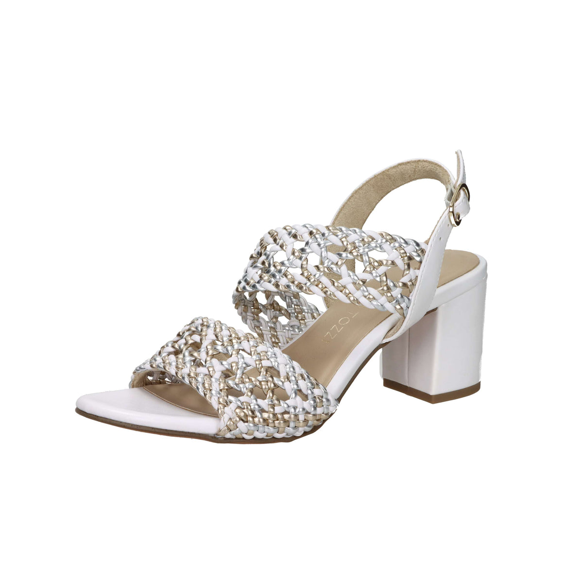 Marco Tozzi Mujer Sandalia con tacón 2-28301-46 Blanco/Oro
