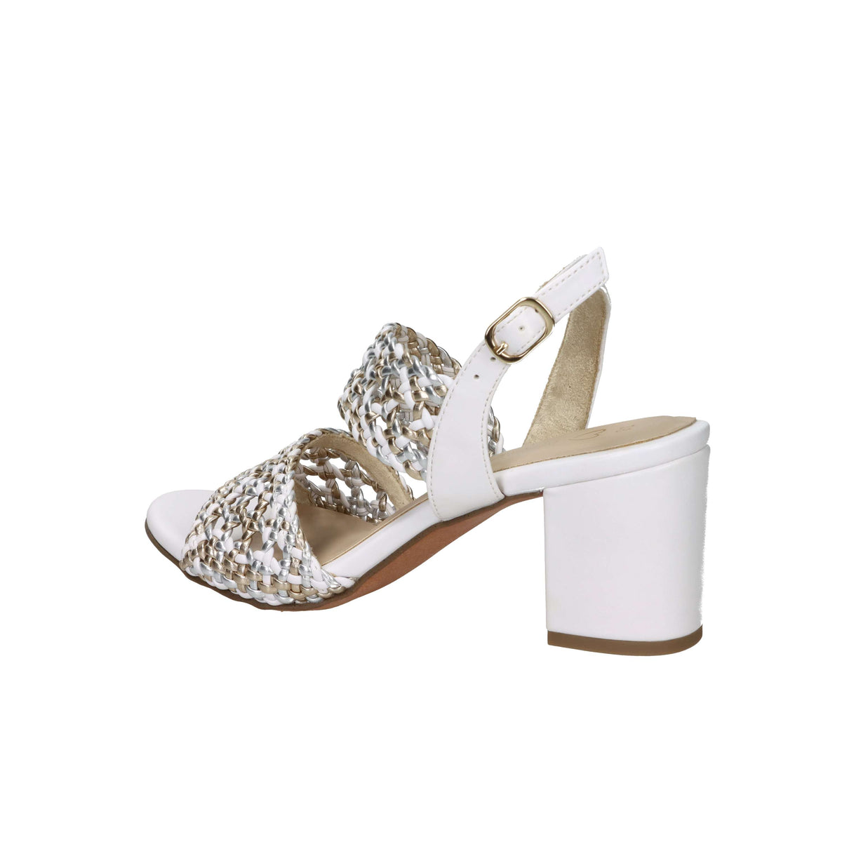 Marco Tozzi Mujer Sandalia con tacón 2-28301-46 Blanco/Oro