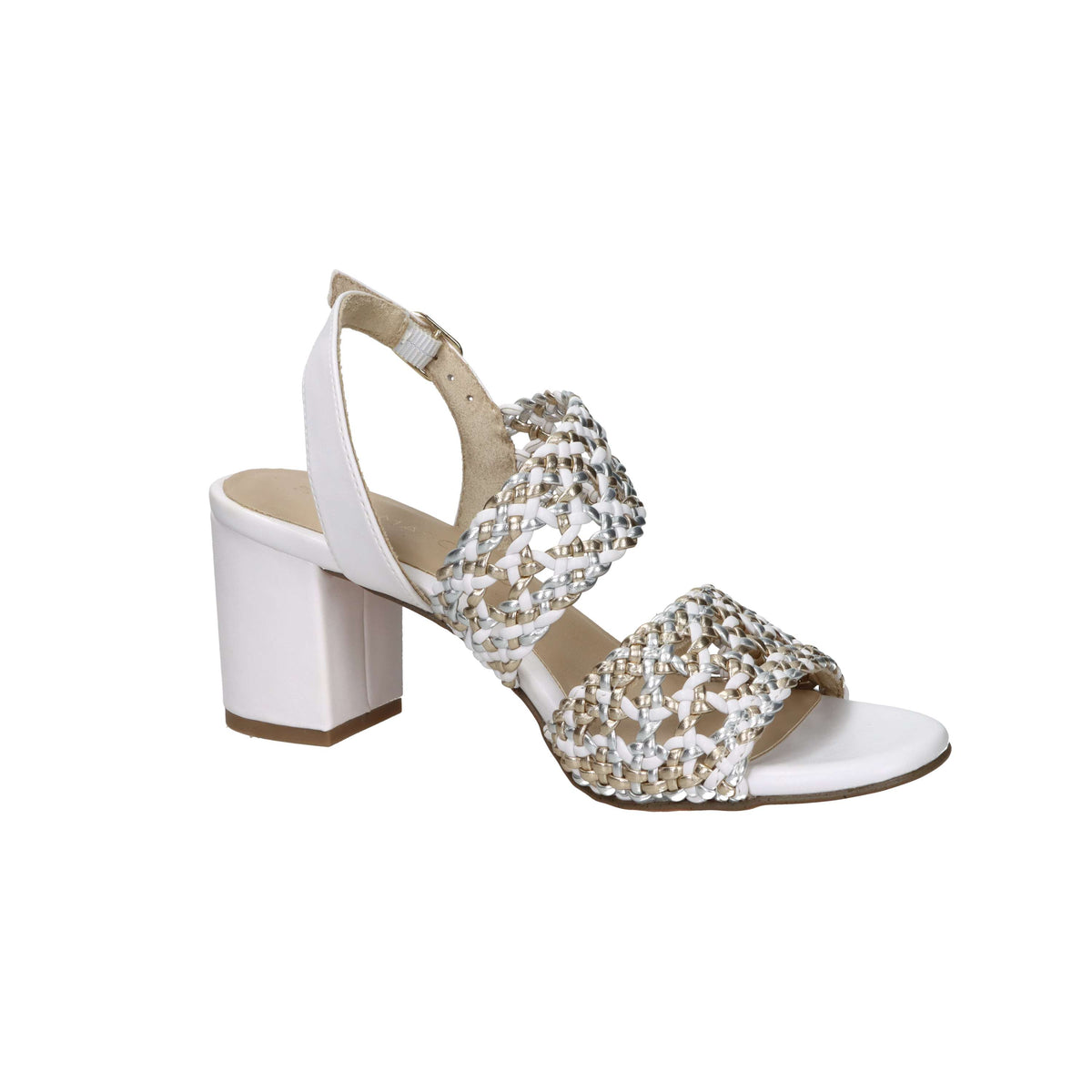 Marco Tozzi Mujer Sandalia con tacón 2-28301-46 Blanco/Oro