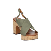 Marco Tozzi Damen Sandale mit Absatz 2-28366-46 Militärgrün