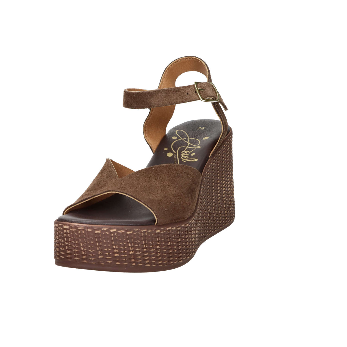 Ariel Donna Sandalo con zeppa 17400 Marrone