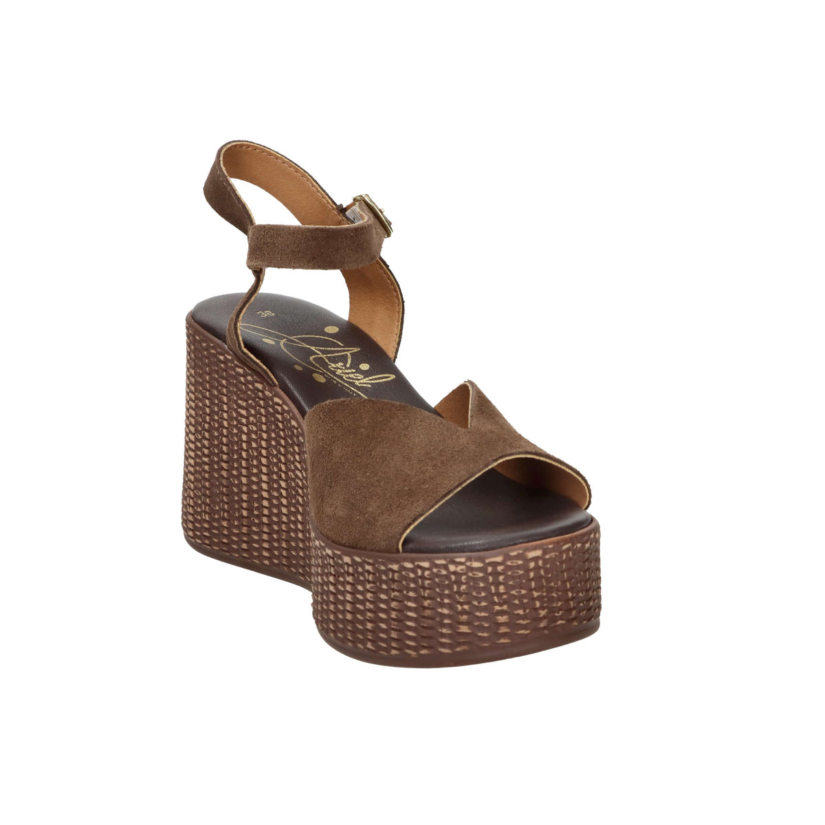Ariel Donna Sandalo con zeppa 17400 Marrone
