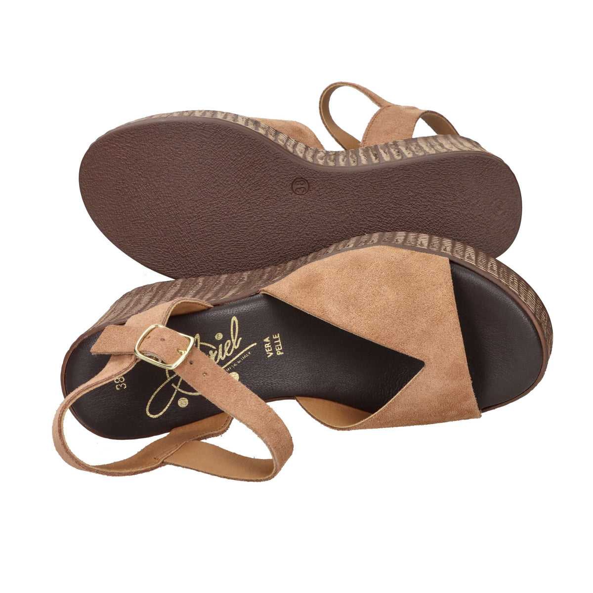 Ariel Donna Wedge Sandal 17400 Leather