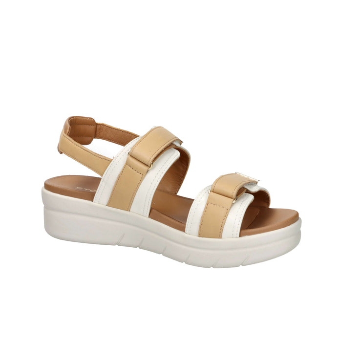 Stonefly Damen Sandale mit Keilabsatz 223661 Creme/Lederfarben