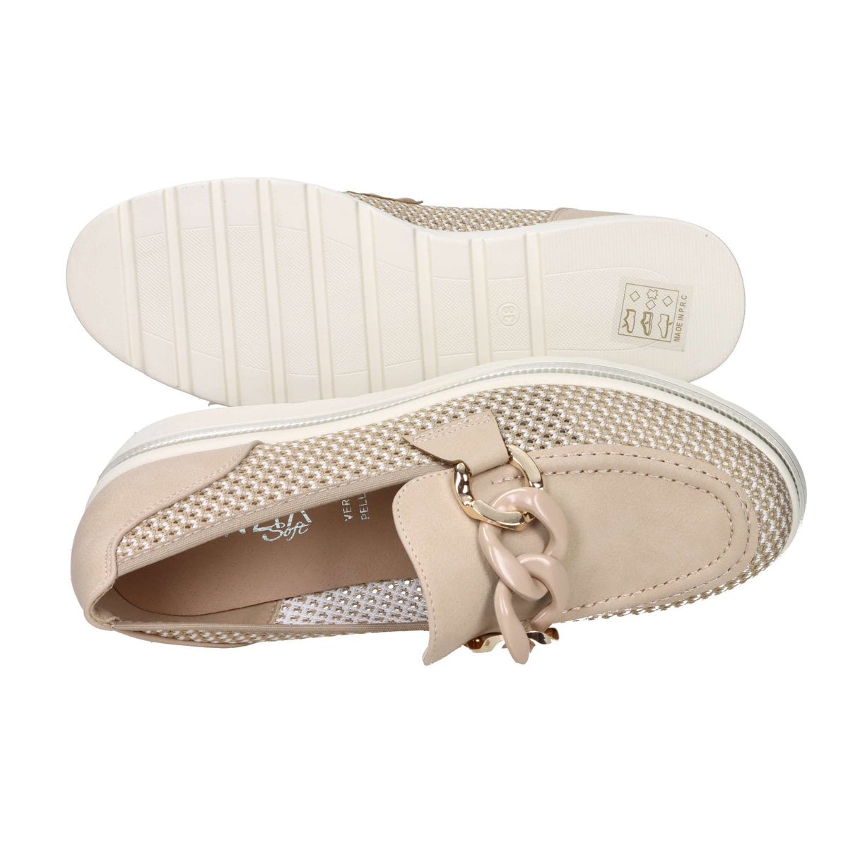 Cinzia Soft Donna Mocassino con zeppa CI1109 Naturale